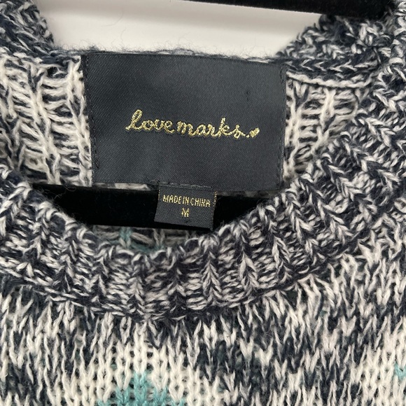 Crochet Turquoise Aztec Poncho Sweater - Picture 2 of 3